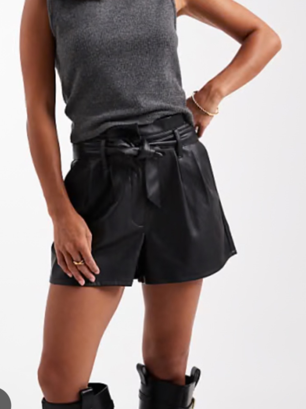 Leather Tie Waist Shorts